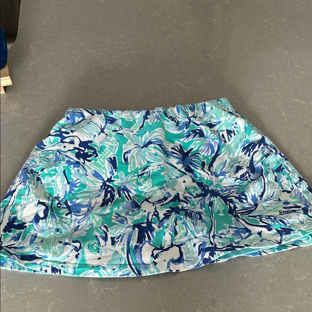 Lilly Pulitzer Aqua, Teal & Navy Floral Skirt